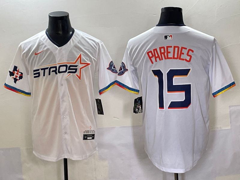 Men Houston Astros #15 Paredes White Fourth generation Joint Name 2025 Nike MLB Jersey style 9